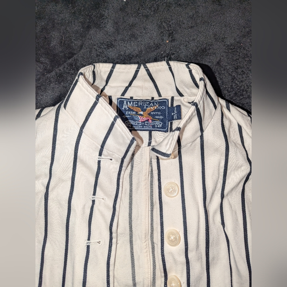 American Living White Pinstripe Waist Length Jacket - Picture 2 of 4